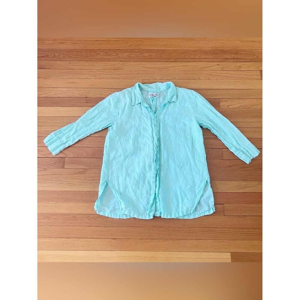 Jamsworld Mint Green Vacation Summer Breathable Lightweight Linen Tunic Large